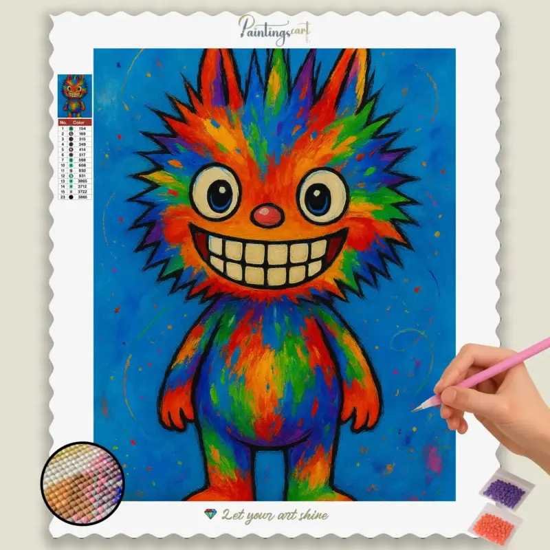 Rainbow_Creature_on_Blue_Canvas Labubu Doll
