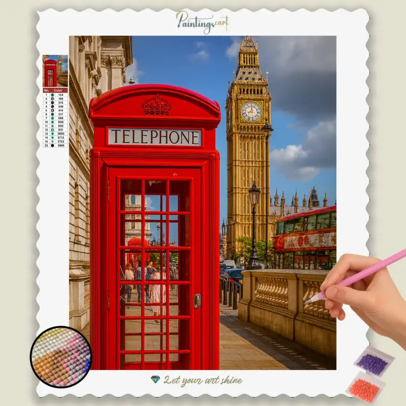 Red_Telephone_booth_base-diamond-painting-paintingscart Rote Telefonzelle