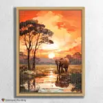 Elephant in Jungle Sunset