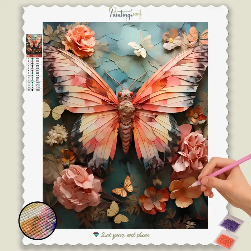 Spring_Origami_343823_base-diamond-painting-paintingscart Pink Butterfly