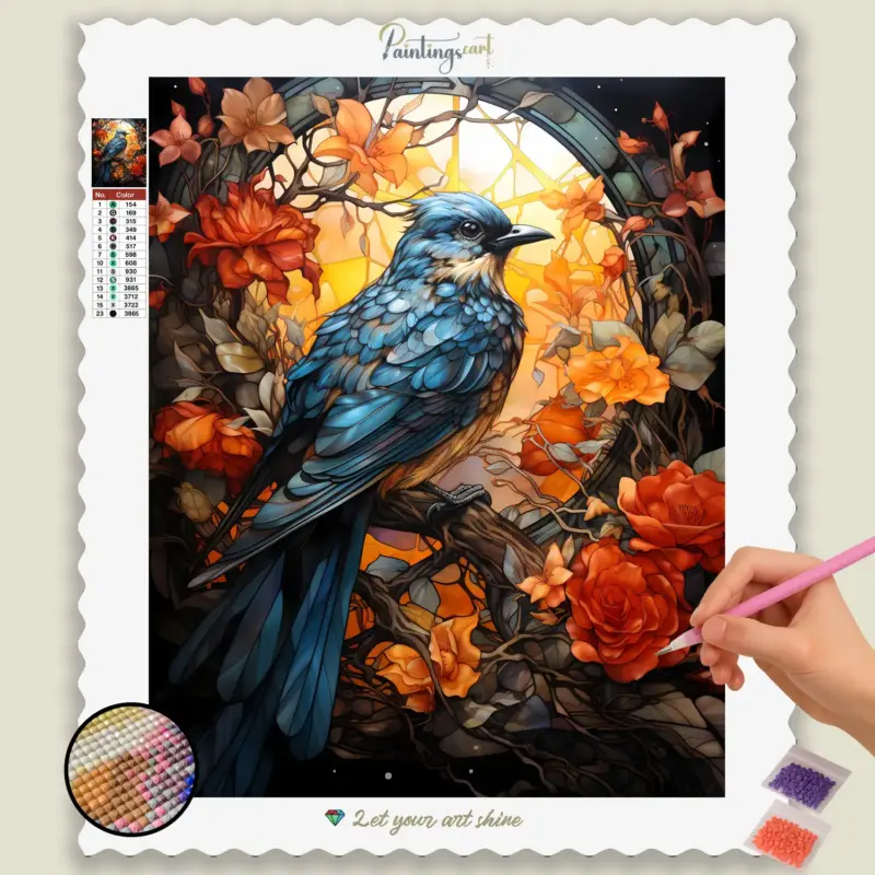 Stained_Glass_883984_base-diamond-painting-paintingscart Colorful Bird Stained Glass