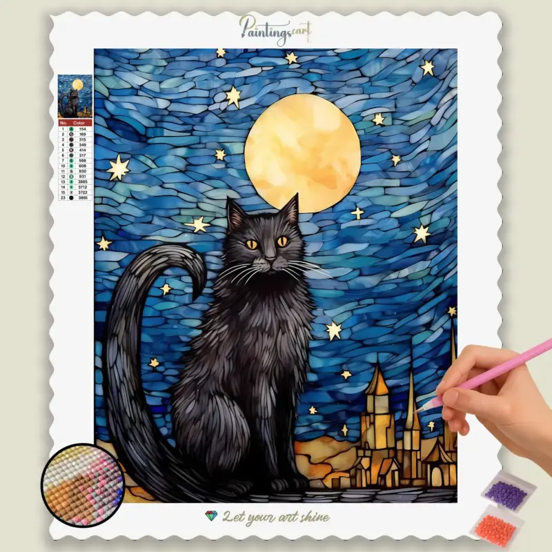 Black Cat and Moon