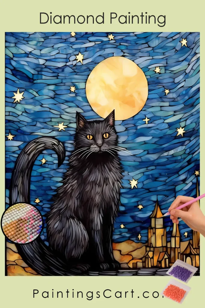 Black Cat and Moon
