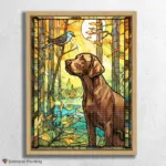 Dog and Bird Stained Glass