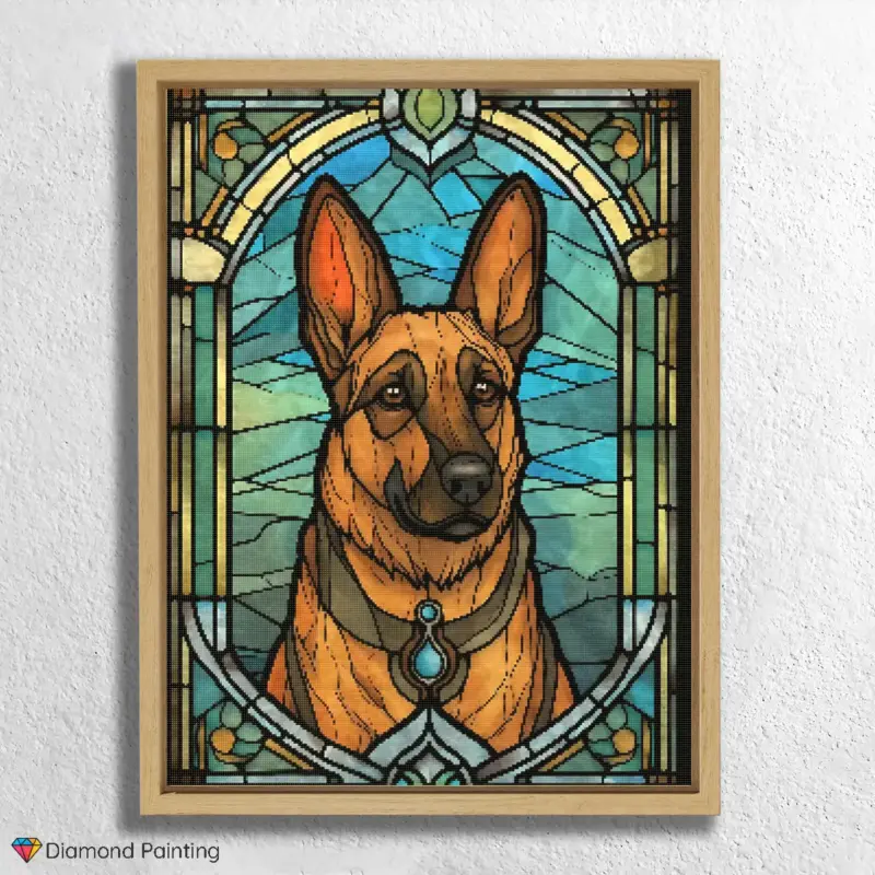 German Shepherds Stained Glass