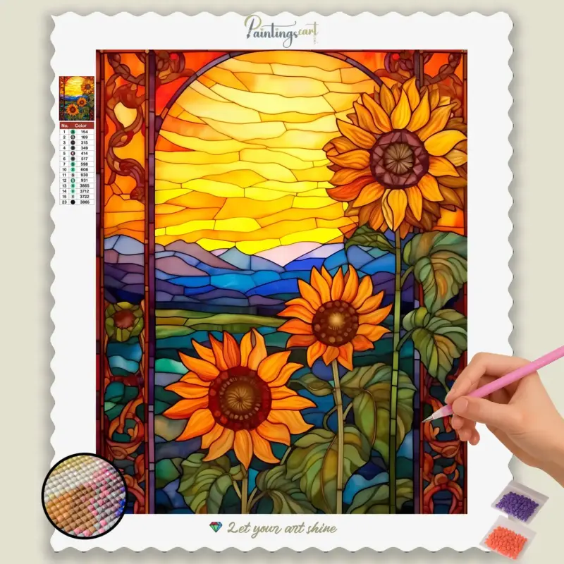 Amazing Sunflowers Stained Glass