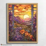 Sunrise in Mountains Stained Glass