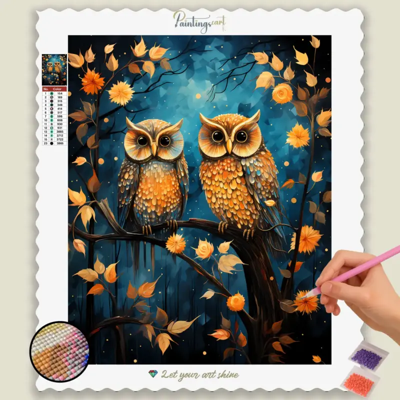 Starry_Fall_Nights_114445_base-diamond-painting-paintingscart Owls in Starry Fall Night