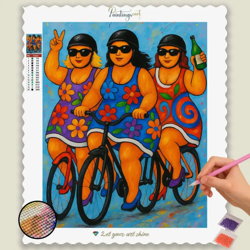 Vibrant_Cycling_Trio_in_Dresses