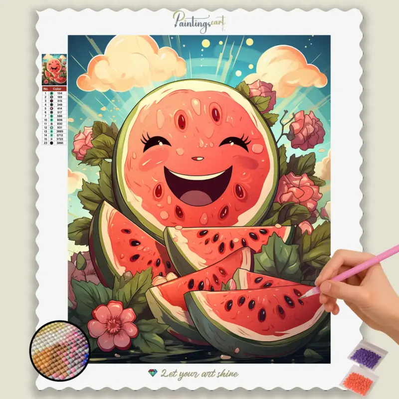 kawaii_fruits_262466_base-diamond-painting-paintingscart Happy Watermelon