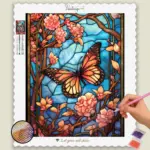 Butterfly and Flowers Stained Glass
