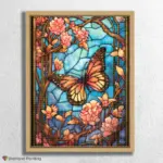 Butterfly and Flowers Stained Glass
