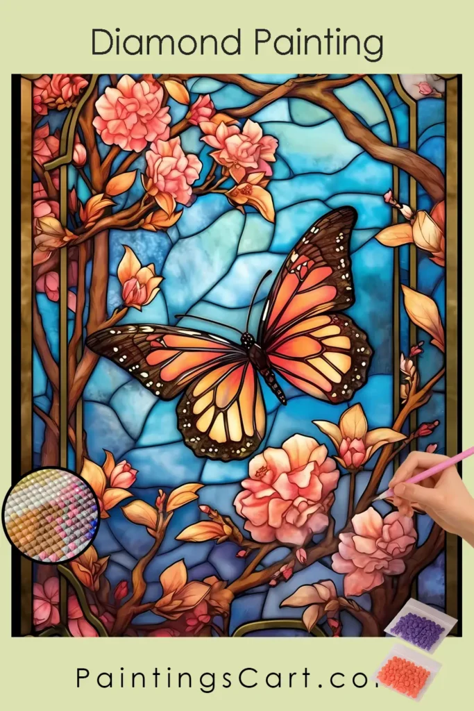 Butterfly and Flowers Stained Glass