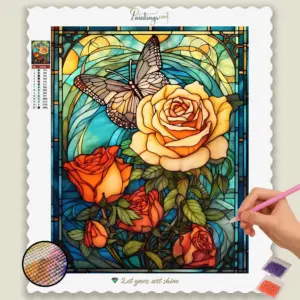 Rose and Butterfly Stained Glass
