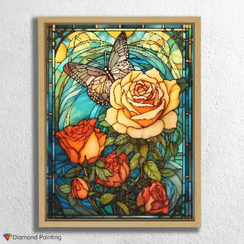 Rose and Butterfly Stained Glass