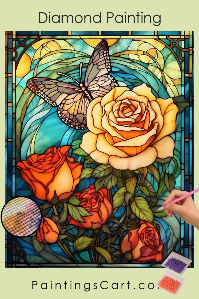 Rose and Butterfly Stained Glass
